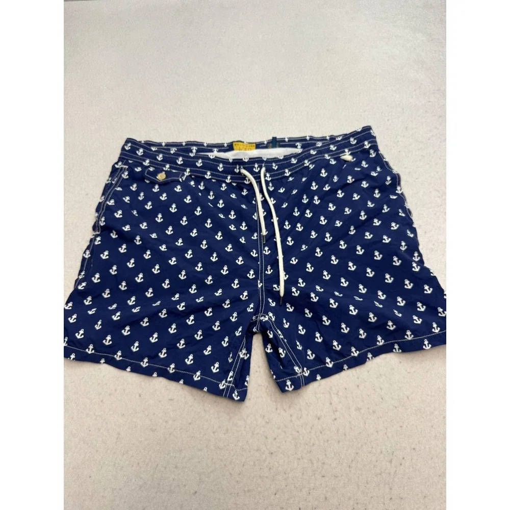 Polo Ralph Lauren Swim Trunks Shorts Mens XL Blue Anchor Print Nautical Lined